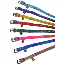 Περιλαίμιο γάτας ιμάντα με ασφάλεια στάμπ & κουδουνάκι 10mmx30cm